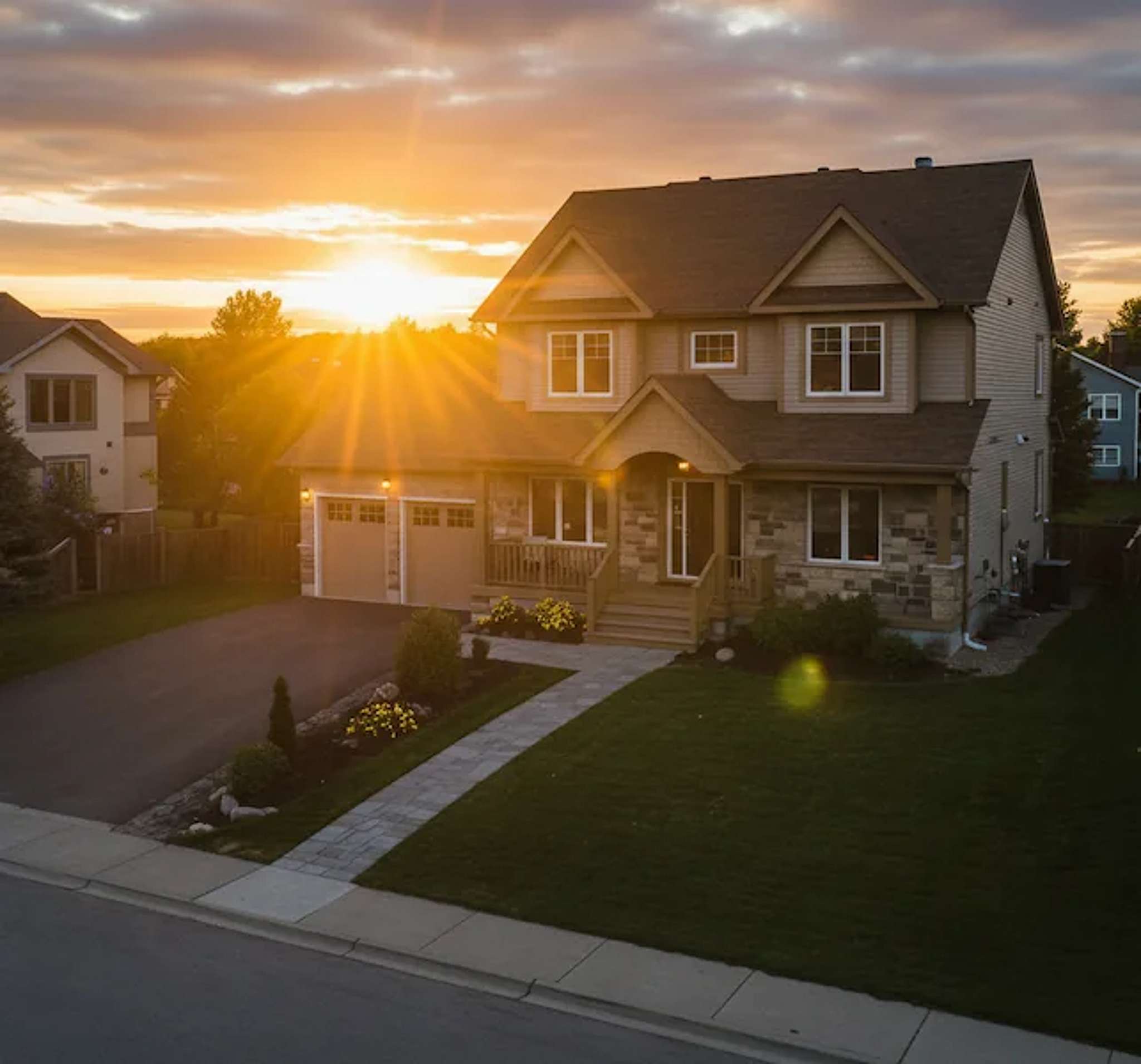 Modern house with sunlight